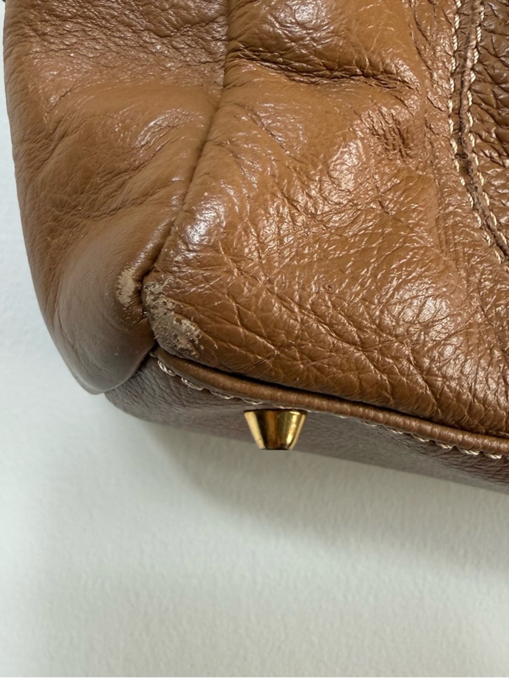 Stone Mountain Cognac Leather Triple Entry Shoulder Bag Cottagecore Boho - Picture 3 of 10